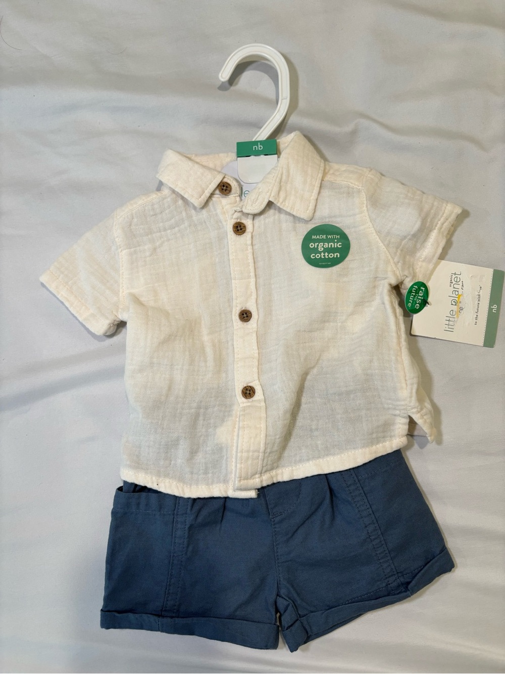 Little Planet Cream Organic Cotton Button-Down Shirt for Newborn